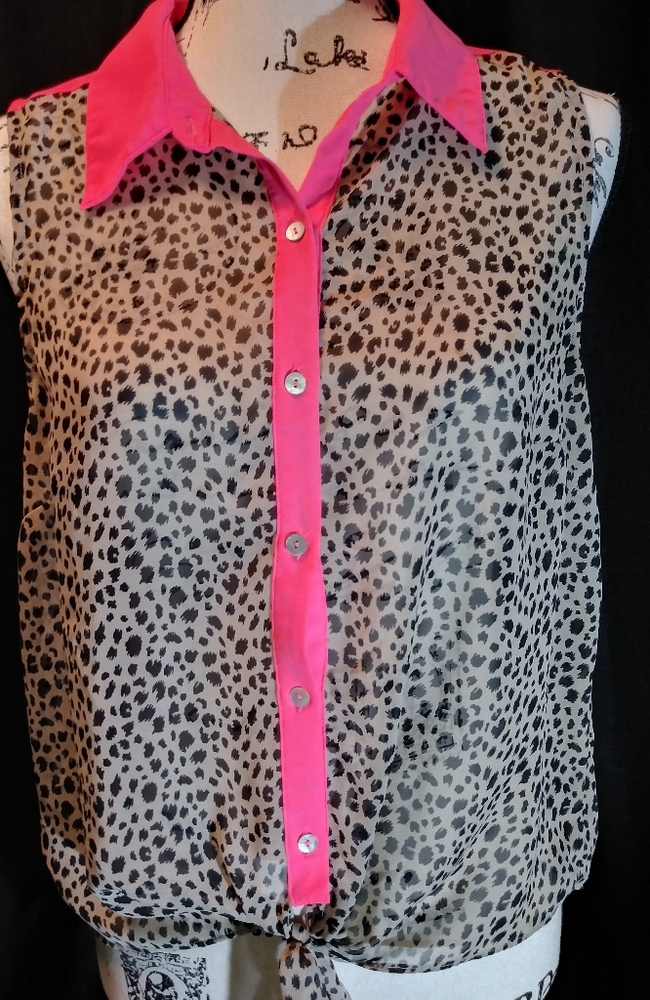 Freebird leopard print with pink detail sleeveless